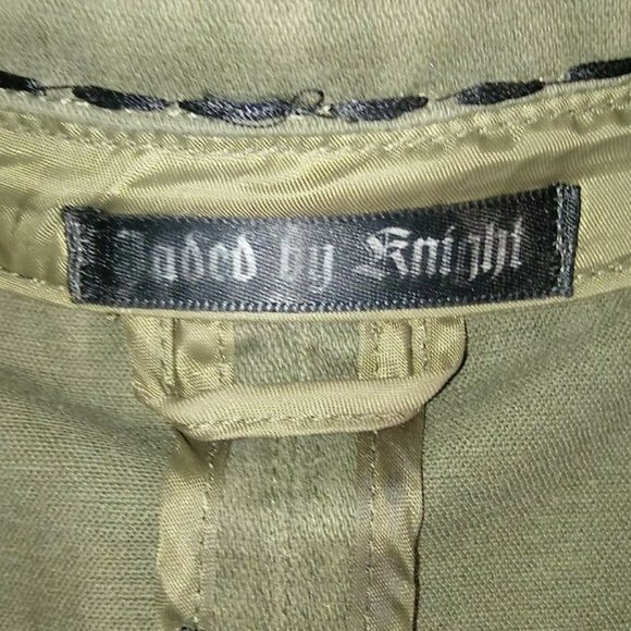 "JADED BY KNIGHT” Army Green Moto Blazer/Black Real LeatherAccents&Crystals M - Picture 5 of 8